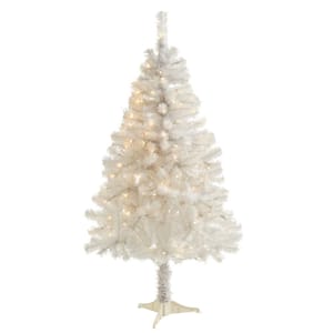 5 ft. Pre-Lit White Artificial Christmas Tree with 150 Clear LED Lights