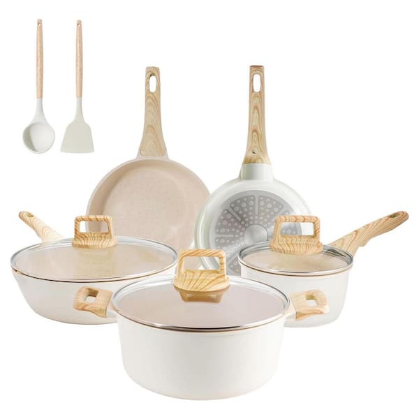 14-Piece Black Cast Aluminum Nonstick Ceramic Coating Cookware Set Induction Compatible with Lids and Utensils