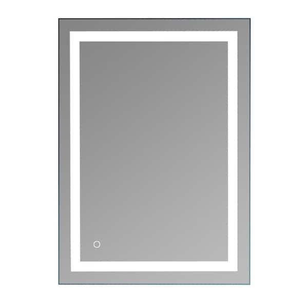 24 in. W x 40 in. H Large Rectangular Frameless Bathroom Vanity Mirror in Sliver Assemblyed