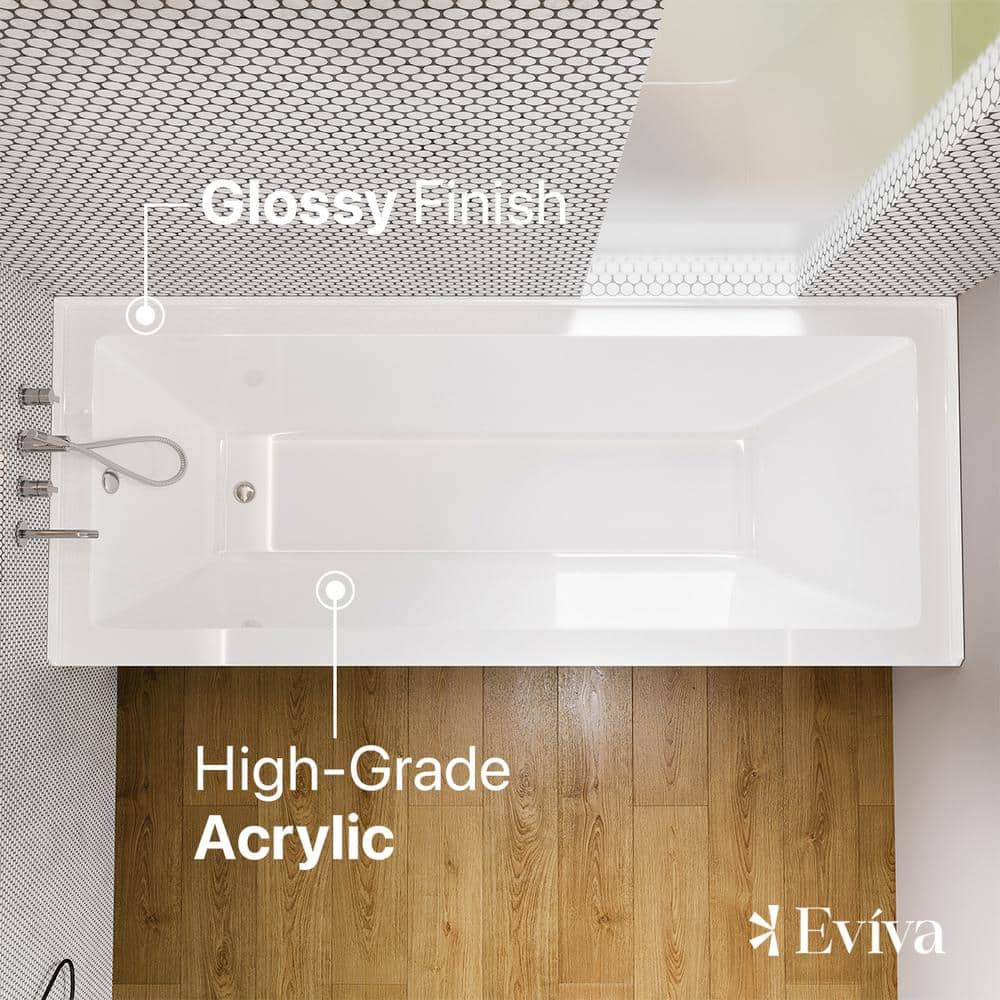 Nova 60'' White Acrylic Alcove Soaking Bathtub