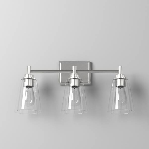 Designers Fountain - Westin 22.5 in. 3-Light Satin Platinum Industrial Wall Sconce with Clear Glass Shades