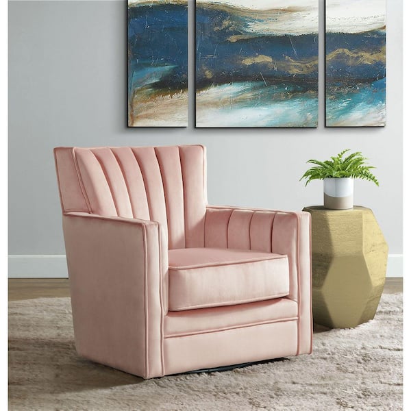 Loden Blush Polyester Arm Chair Set of 1 with Swivel Base
