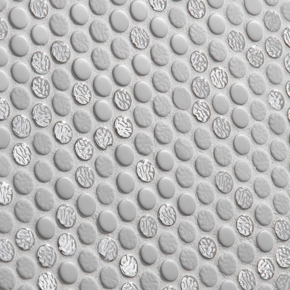 Kravitz Penny 11.61 in. x 11.96 in. Polished Glass Mosaic Floor and Wall Tile (0.96 Sq. Ft. / Each)