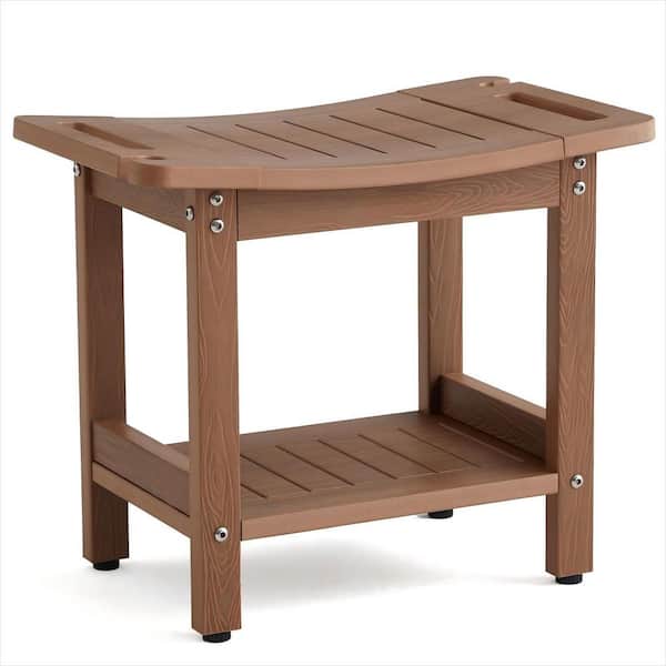 Waterproof Shower Stool with Handles and Shower Head Holder for Inside Shower, Brown