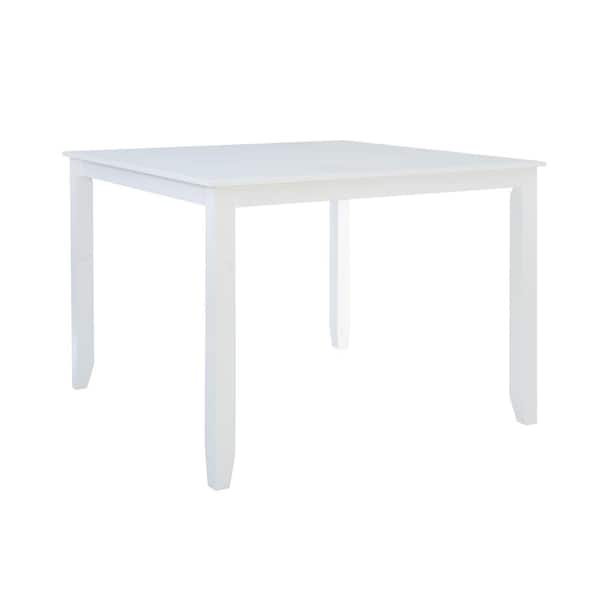 Mori Square Counter Height White Wood 48 in. 4-Leg Dining Table Seats 4