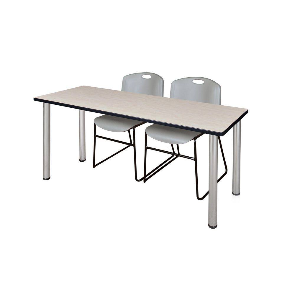 Kee 66 in x 24 in. Maple Top Training Table Desk, Chrome Legs & 2 Zeng Chairs-Grey price history on PriceWatchPro