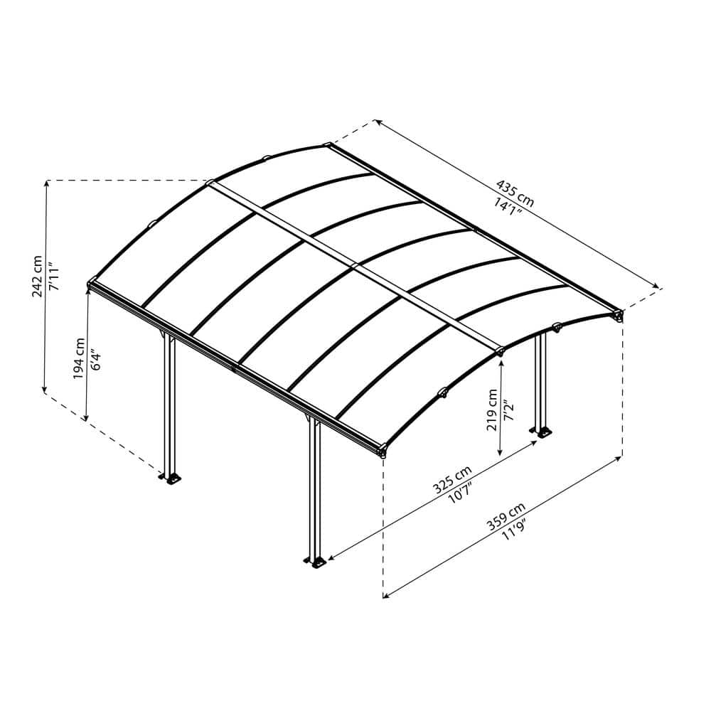 Tucson 12 x 14 ft Gray Aluminum Garden Gazebo with Polycarbonate Roof