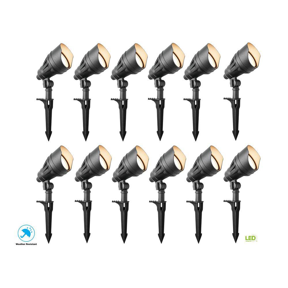390 Lumen Millennium Black Hardwired Integrated LED Outdoor Landscape Flood Lights with Adjustable Light Color (12-Pack) price history on PriceWatchPro