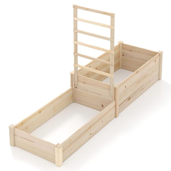 Wood Raised Garden Bed with Trellis 87 Inch Wooden Elevated Planter with 2 Planter Boxes