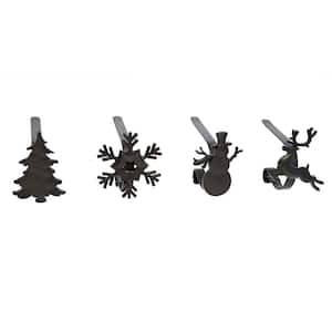 Original MantleClip 3 in. Black Stocking Holder 4-Pack with Assorted Holiday Icons