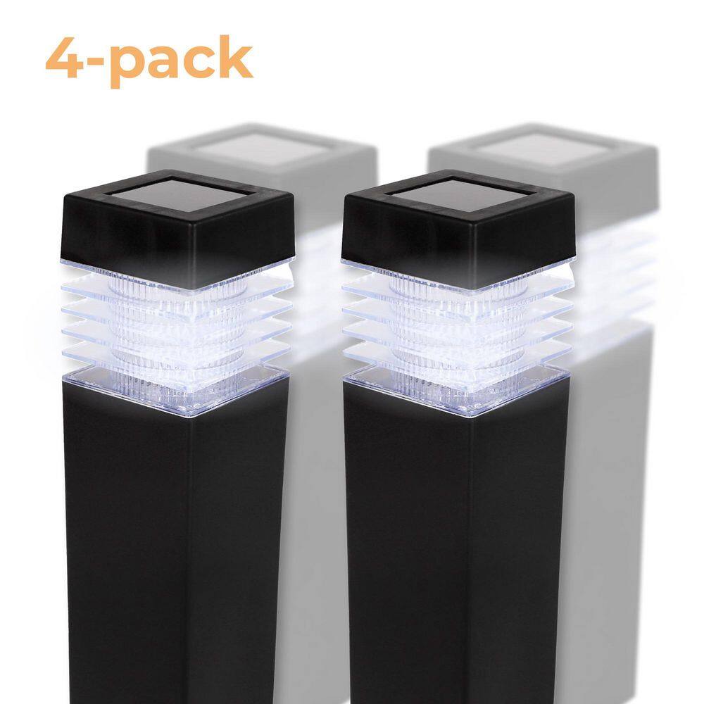 Small Black Plastic Solar LED Pathway Lights, 4-Pack