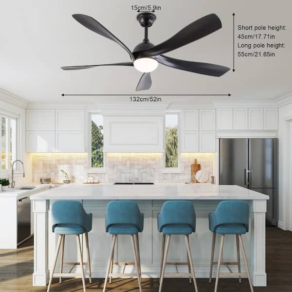 OUKANING 52 in. Indoor Black Modern 6-Speed Reversible OUKANING 52 in. Indoor Black Modern 6-Speed Reversible
