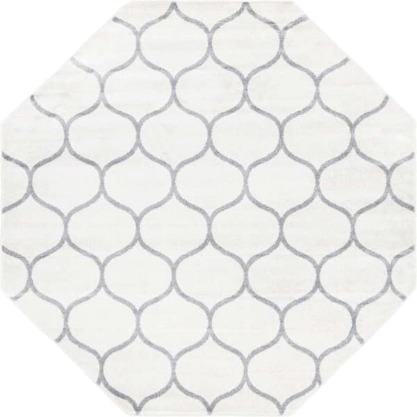 Trellis Frieze Rounded Ivory 7 ft. 10 in. x 7 ft. 10 in. Area Rug