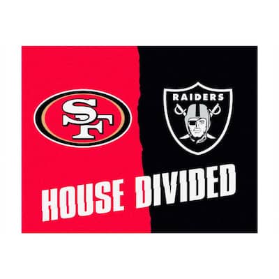 NFL 49ers / Raiders Red House Divided 3 ft. x 4 ft. Area Rug