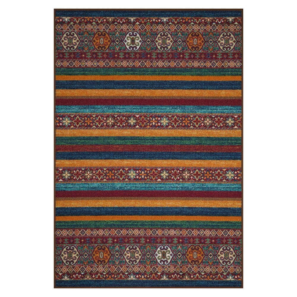 Ottomanson Ottohome Collection Non-Slip Rubberback Vintage Striped 3x5 Indoor  Area Rug, 3 ft. 3 in. x 5 ft., Multicolor OTH6047-3X5 - The Home Depot