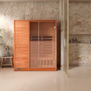 Sahara LSS-3, 3-Person Indoor Okoume plus Hemlock Infrared Sauna with 6-Carbon Heaters