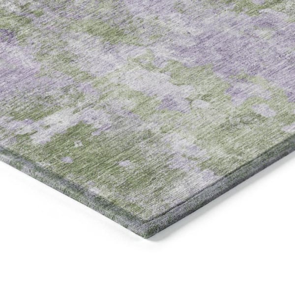 Green and Purple 2 ft. x 3 ft. Woven Abstract Rectangle Indoor/Outdoor Area Rug