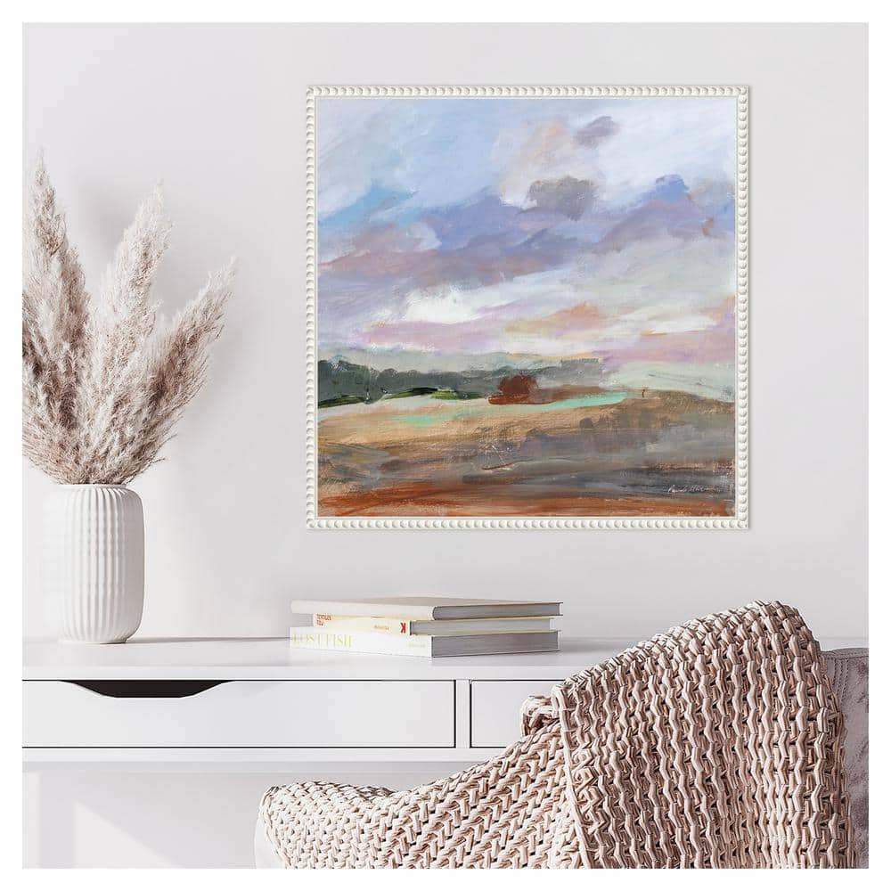 Seashore Without End Abstract Canvas Art with White Floater Frame