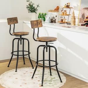 Set of 2 42 in. Industrial Bar Stool Adjustable Swivel Counter-Height Dining Side Chair