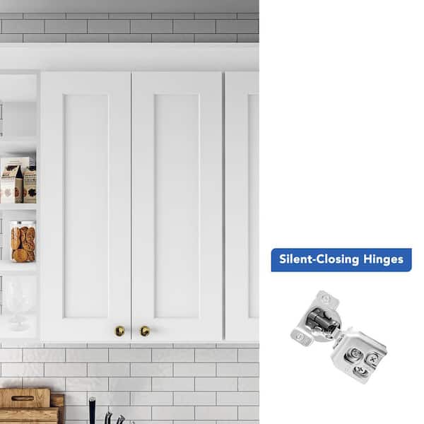 24 in. W x 12 in. D x 36 in. H Ready to Assemble Solid Wood Shaker Wall Kitchen Cabinet in White