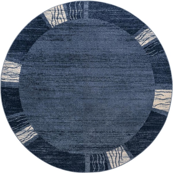 Unique Loom Del Mar Sarah Navy Blue 8' 0 x 8' 0 Round Rug