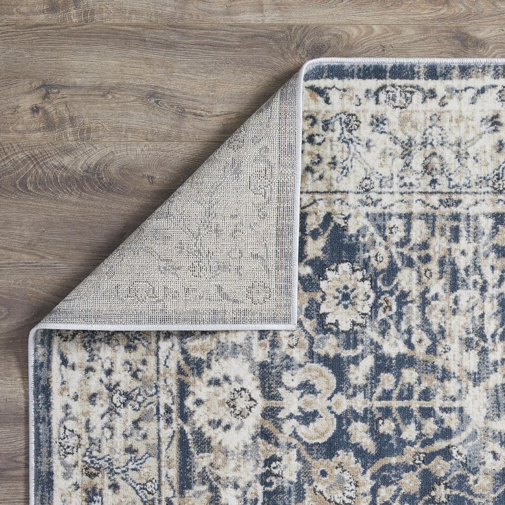 Elysian Blue 9' x 12' Rectangular Easy-Care Synthetic Area Rug