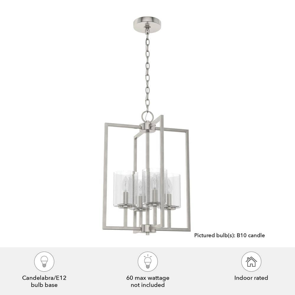 Kerrison 21" Brushed Nickel 4-Light Glass Pendant