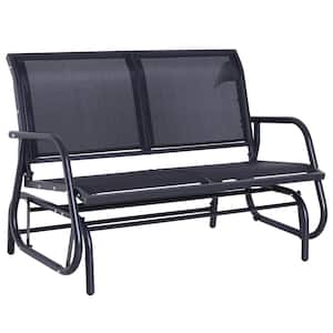 31.5 in. 2-Person Black Metal Outdoor Glider