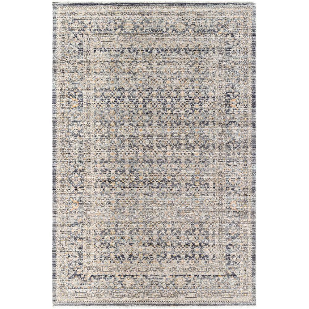 Surya Margaret Gray/Charcoal Damask 5 ft. x 8 ft. Washable Indoor ...