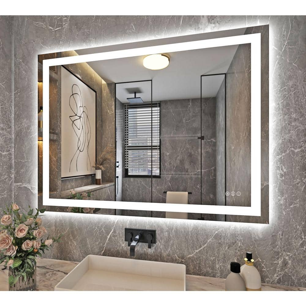 48 in. W x 36 in. H Rectangular Aluminum Framed Wall Bathroom Vanity Mirror  in Clear with Dimmable & Anti-Fog Function MSWY-1 - The Home Depot