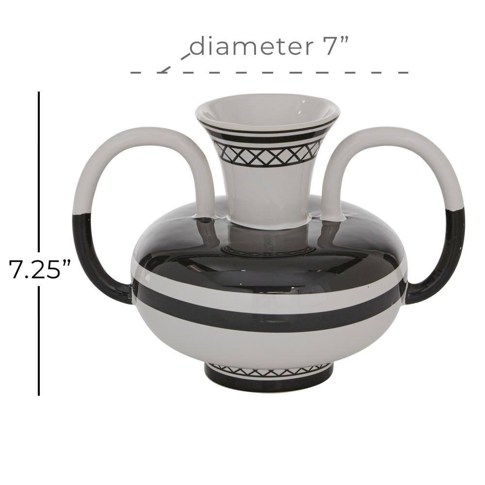 7" Eclectic Black and White Dolomite Amphora Vase