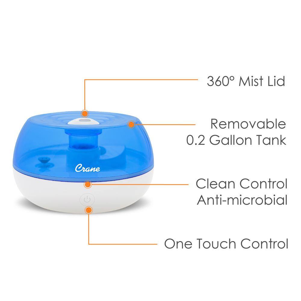 Compact Blue and White Ultrasonic Cool Mist Humidifier