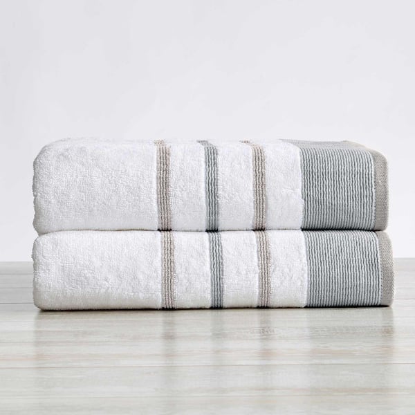 Glacier Grey/Cappuccino Premium Cotton 2-Pack Decorative Bath Sheet Set