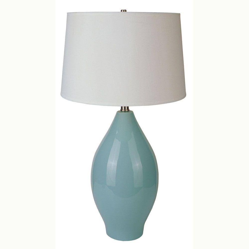 Ore International 28 In Ceramic Teal Blue Table Lamp 6201bl The Home Depot