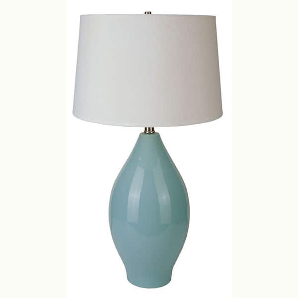 ORE International 28 in. Ceramic Teal Blue Table Lamp