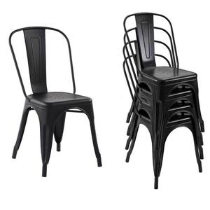 Kricox Black Metal Slat Back Stacking Side Chair (Set of 32)
