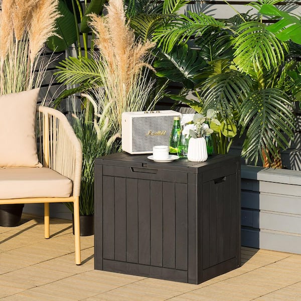 30 Gal. Deck Storage Box Container Seating Tools Organization Deliveries Black