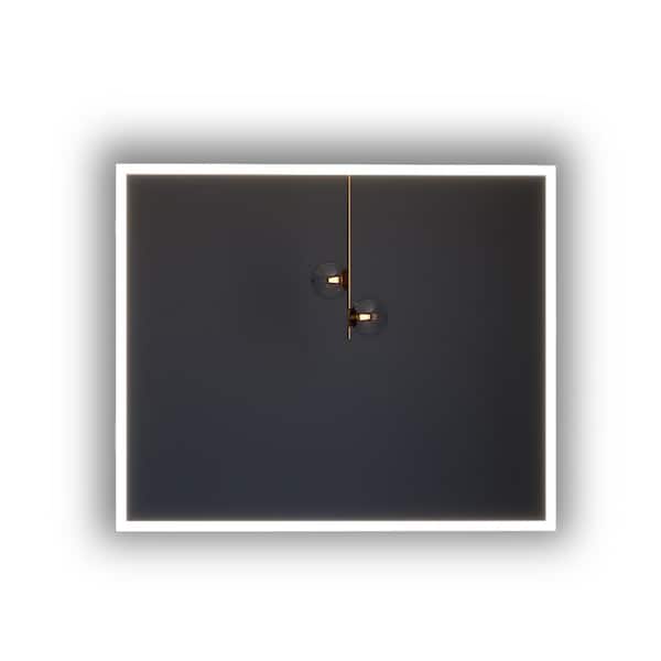 castellousa Lisa 36 in. W x 30 in. H Medium Rectangular Frameless LED Light Wall-Mount Bathroom Vanity Mirror in Silver