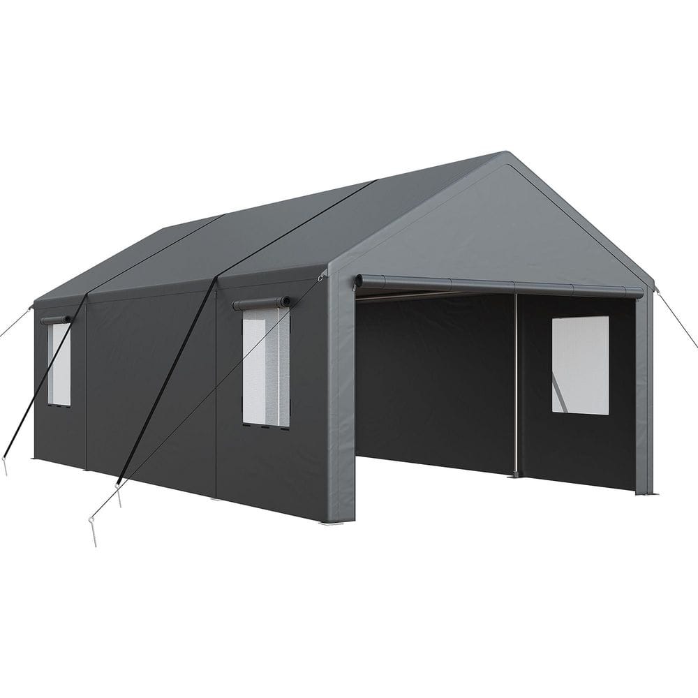 20 ft. x 20 ft. Heavy-Duty Portable Carport with Side-Opening Door, Roll-Up Windows and Reinforced 4-Hole Base price history on PriceWatchPro