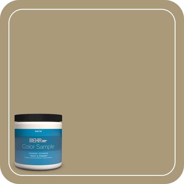 BEHR PREMIUM PLUS 8 oz. #PPU8-06 Exploring Khaki Satin Enamel Interior/Exterior Paint & Primer Color Sample