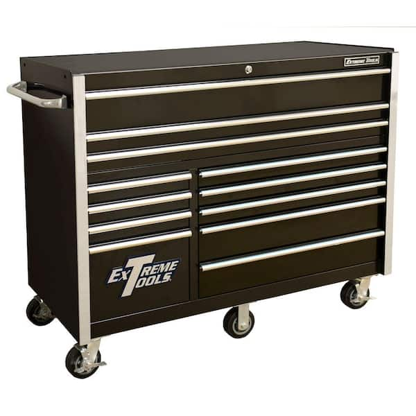 Extreme Tools THD Series 55 in. 12-Drawer Roller Cabinet Tool Chest in Black