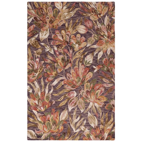 Blossom 8 ft. x 10 ft. Purple/Sage Oversized Floral Area Rug