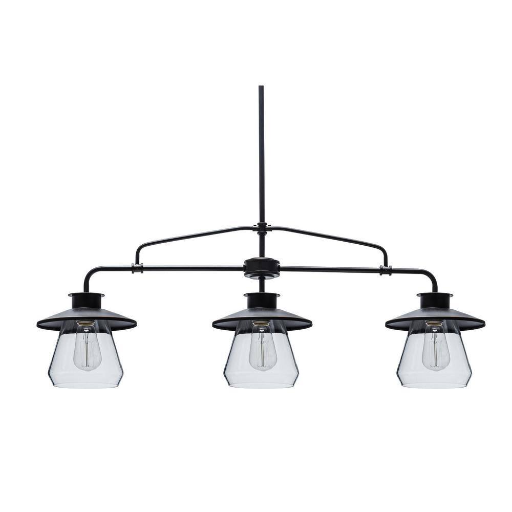 Bronze Vintage 3-Light Pendant with Clear Glass Shades