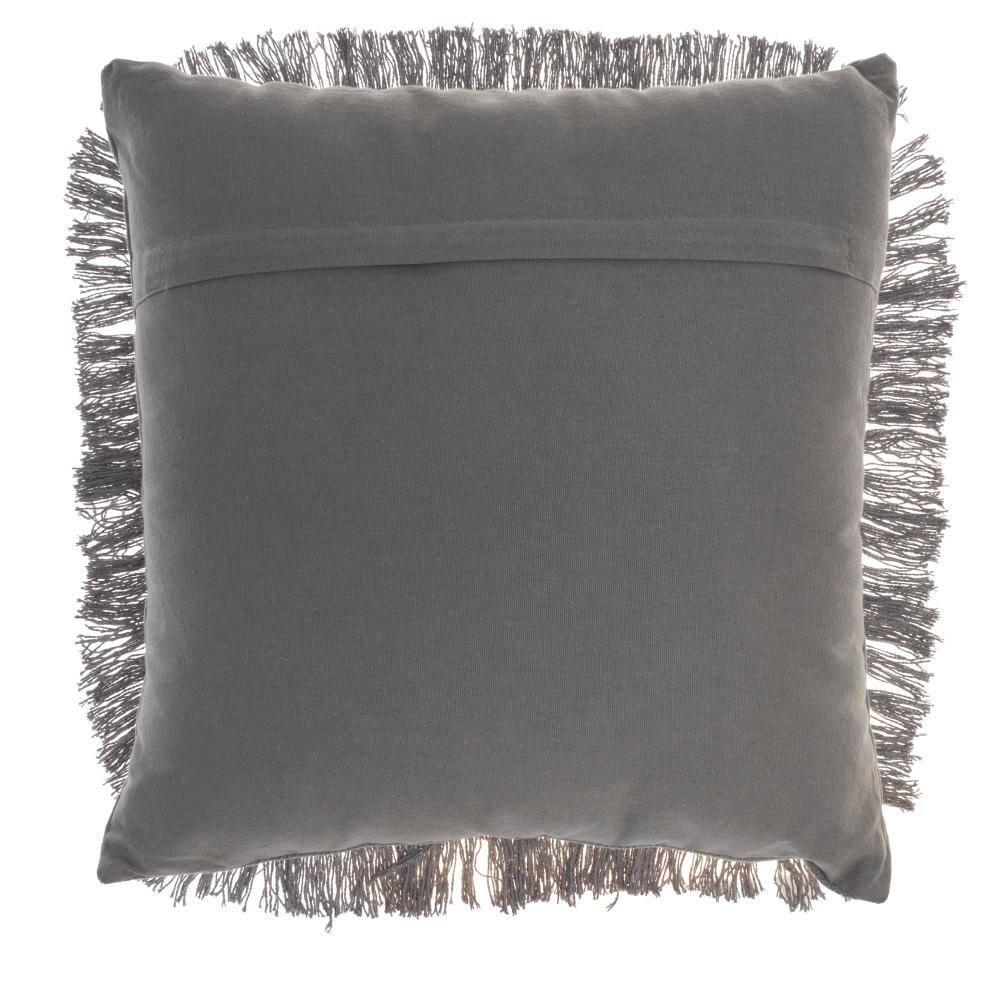 Charcoal Cotton Diamond Fringe 18" Square Throw Pillow