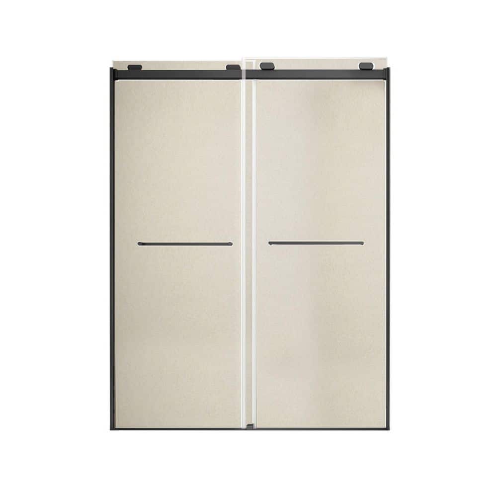Olenna 60 in. W x 80 in. H Bypass Semi-Frameless Shower Door in Matte Black with Golden Sparkling Glass price history on PriceWatchPro