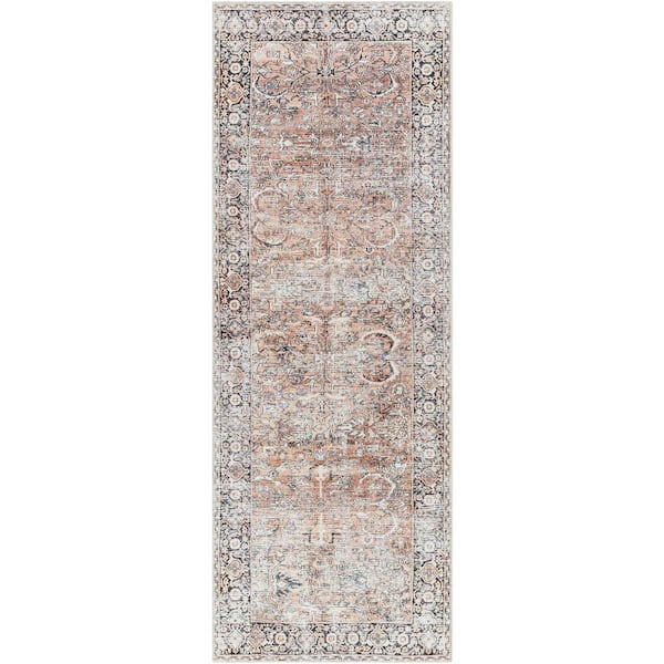 Livabliss Elyse Brown 3 ft. x 7 ft. Runner Indoor Oriental Machine-Washable Area Rug