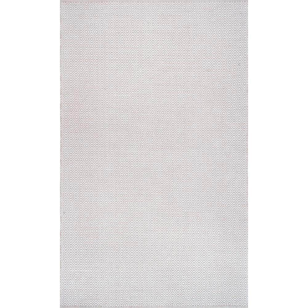 Handmade Taupe Geometric Cotton Tufted Area Rug 5' x 8'