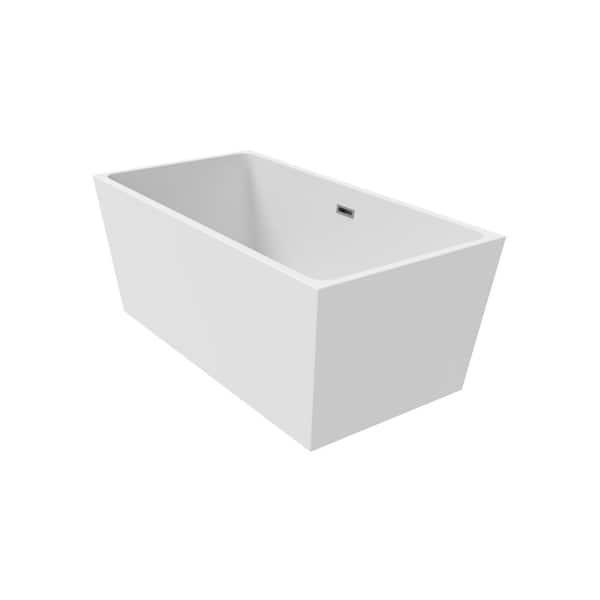 castellousa Sophia 59.05 in. x 29.52 in. Soaking Acrylic Bathtub with Center Drain in White