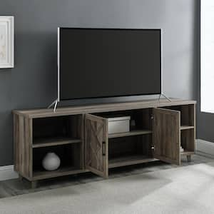 70 in. Grey Wash Wood Transitional 2-Door Helix TV Stand Fits TVs up to 80 in.