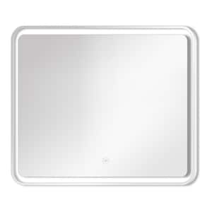 Gabriel 29.53 in. W x 27.56 in. H Frameless Square LED Light Bathroom Vanity Mirror in Silver